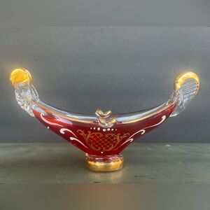 MURANO Vintage Italy Handblown Handpainted Artglass Gondola Ashtray/Trinket Dish